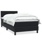 Pat box spring cu saltea, negru, 80×210 cm, catifea