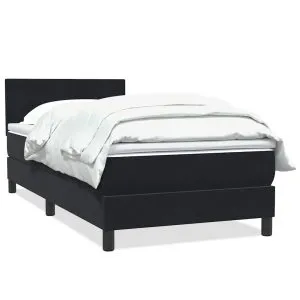 Pat box spring cu saltea, negru, 80×210 cm, catifea