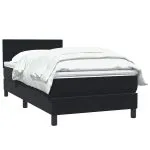 Pat box spring cu saltea, negru, 80×210 cm, catifea