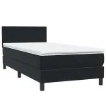 Pat box spring cu saltea, negru, 100×210 cm, catifea