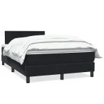 Pat box spring cu saltea, negru, 120×210 cm, catifea