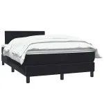 Pat box spring cu saltea, negru, 120×210 cm, catifea