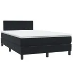Pat box spring cu saltea, negru, 120×210 cm, catifea