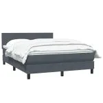 Pat box spring cu saltea, gri închis, 140×210 cm, catifea