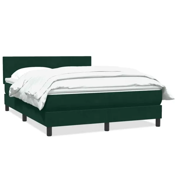 Pat box spring cu saltea, verde închis, 160×210 cm, catifea