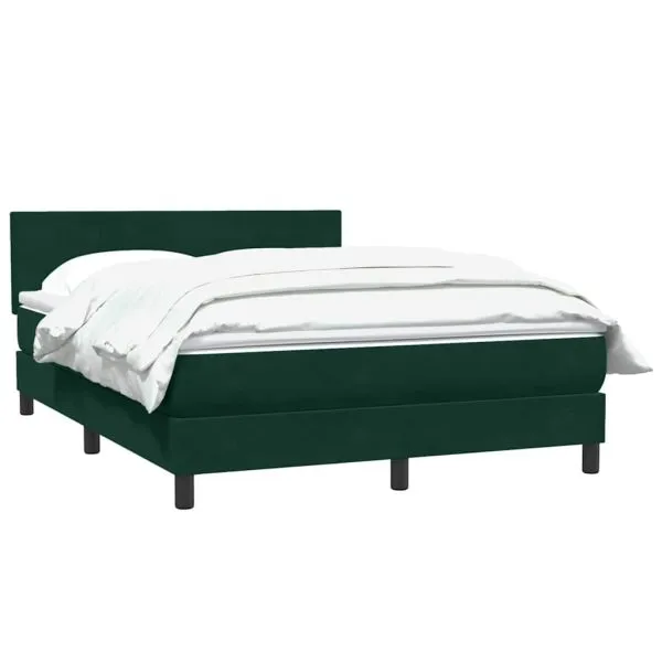Pat box spring cu saltea, verde închis, 160×210 cm, catifea