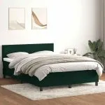 Pat box spring cu saltea, verde închis, 160×210 cm, catifea
