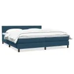 Pat box spring cu saltea, albastru închis, 200×210 cm, catifea