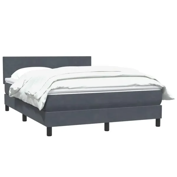 Pat box spring cu saltea, gri închis, 160×220 cm, catifea