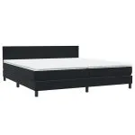 Pat box spring cu saltea, negru, 200×220 cm, catifea