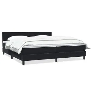 Pat box spring cu saltea, negru, 200×220 cm, catifea