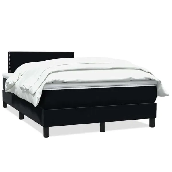 Pat box spring cu saltea, negru, 120×210 cm, catifea