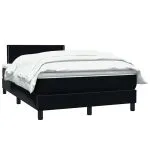 Pat box spring cu saltea, negru, 120×210 cm, catifea