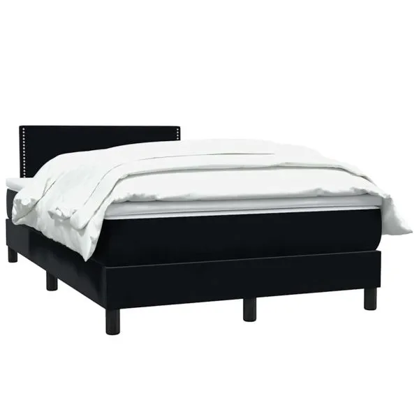 Pat box spring cu saltea, negru, 120×210 cm, catifea