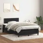 Pat box spring cu saltea, negru, 120×210 cm, catifea