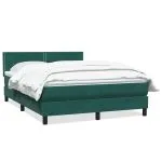 Pat box spring cu saltea, Verde închis, 140×210 cm, catifea