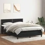 Pat box spring cu saltea, negru, 160×210 cm, catifea