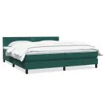 Pat box spring cu saltea, verde închis, 180×210 cm, catifea