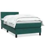 Pat box spring cu saltea, verde închis, 80×220 cm, catifea