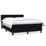 Pat box spring cu saltea, negru, 140×220 cm, catifea