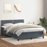 Pat box spring cu saltea, gri închis, 160×220 cm, catifea