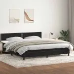 Pat box spring cu saltea, negru, 180×220 cm, catifea