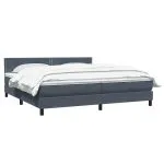 Pat box spring cu saltea, gri închis, 200×220 cm, catifea