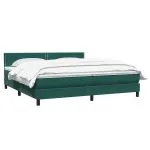 Pat box spring cu saltea, verde închis, 200×220 cm, catifea