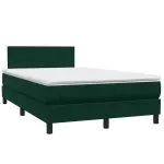Pat box spring cu saltea, verde închis, 120×210 cm, catifea