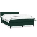 Pat box spring cu saltea, Verde închis, 140×210 cm, catifea