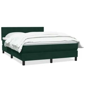 Pat box spring cu saltea, Verde închis, 140×210 cm, catifea