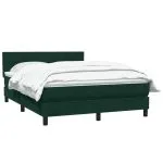 Pat box spring cu saltea, Verde închis, 140×210 cm, catifea