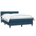Pat box spring cu saltea, albastru închis, 160×210 cm, catifea