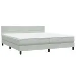 Pat box spring cu saltea, gri deschis, 200×210 cm, catifea