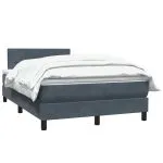 Pat box spring cu saltea, gri închis, 120×220 cm, catifea