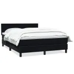 Pat box spring cu saltea, negru, 140×220 cm, catifea