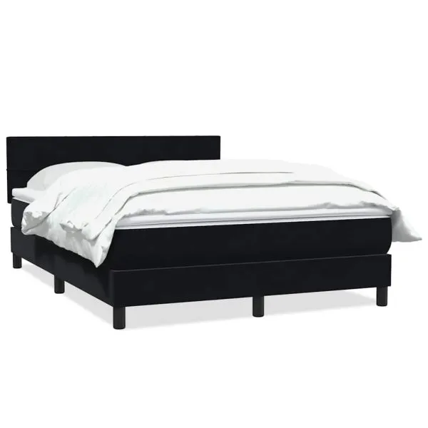Pat cu arcuri cu saltea negru 160×220 cm catifea