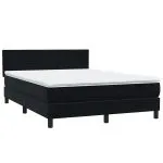 Pat cu arcuri cu saltea negru 160×220 cm catifea