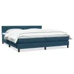 Pat box spring cu saltea, albastru închis, 180×220 cm, catifea