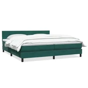 Pat box spring cu saltea, verde închis, 200×220 cm, catifea