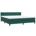 Pat box spring cu saltea, verde închis, 200×220 cm, catifea