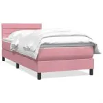 Pat box spring cu saltea, roz, 80×210 cm, catifea