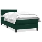 Pat box spring cu saltea, verde închis, 90×210 cm, catifea