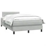 Pat continental cu saltea, gri deschis, 120×210 cm, catifea