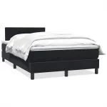 Pat box spring cu saltea, negru, 120×210 cm, catifea