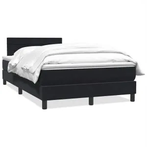 Pat box spring cu saltea, negru, 120×210 cm, catifea