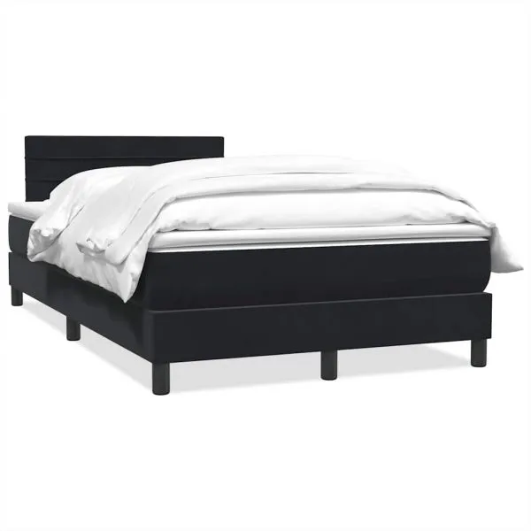 Pat box spring cu saltea, negru, 120×210 cm, catifea