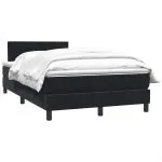 Pat box spring cu saltea, negru, 120×210 cm, catifea