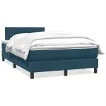 Pat box spring cu saltea, albastru închis, 120×210 cm, catifea