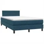 Pat box spring cu saltea, albastru închis, 120×210 cm, catifea